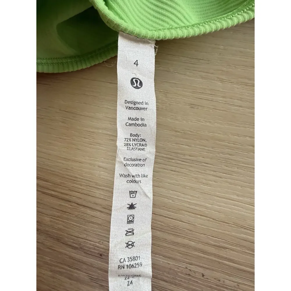 Lululemon Power Pivot Tank Electric Green Womens Size 4